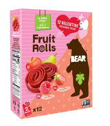 Bear Valentines Day Strawberry & Raspberry Fruit Rolls Variety Pack, 12 Pack (2 Rolls Per Pack) - Gluten Free, Vegan, and Non-GMO - Healthy School