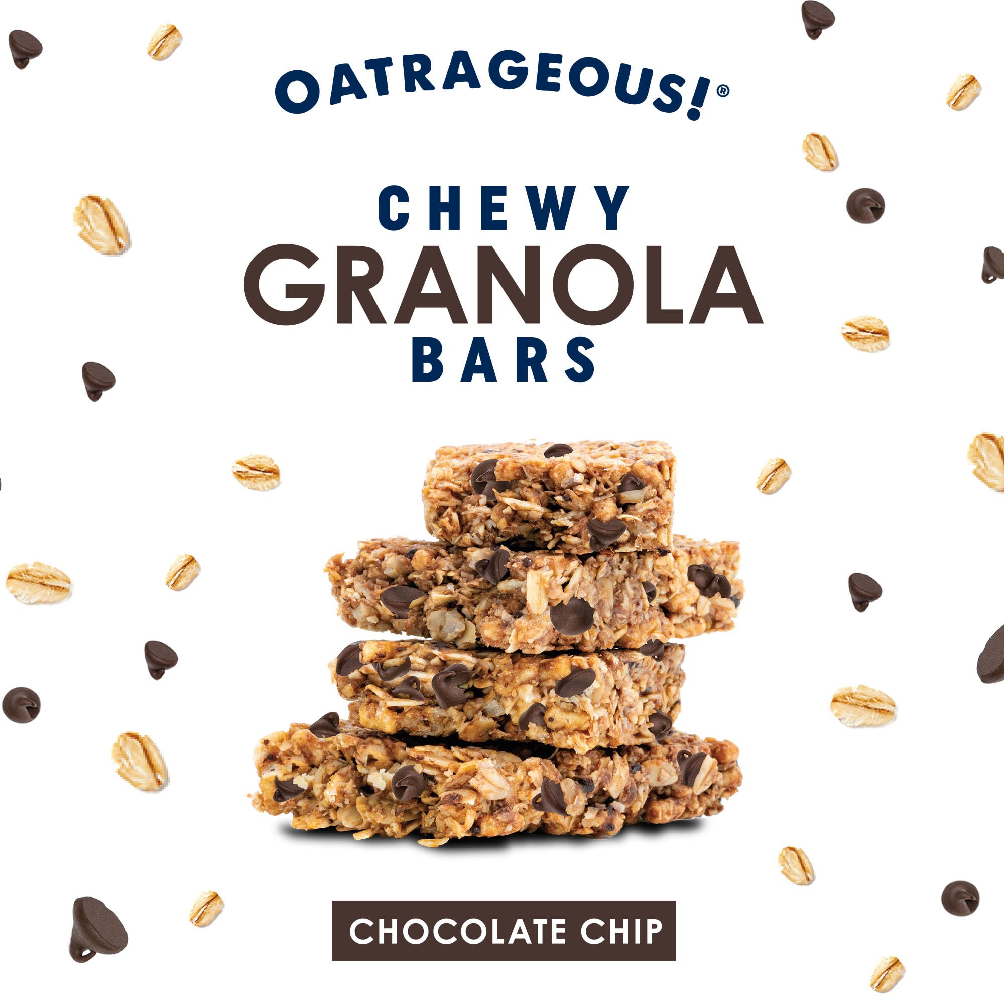 OATRAGEOUS! Chewy Granola Bars, Chocolate Chip Granola Bar Made with Whole Grain Oats for Protein, Healthy Grains and Fiber, Snack or Breakfast Bars