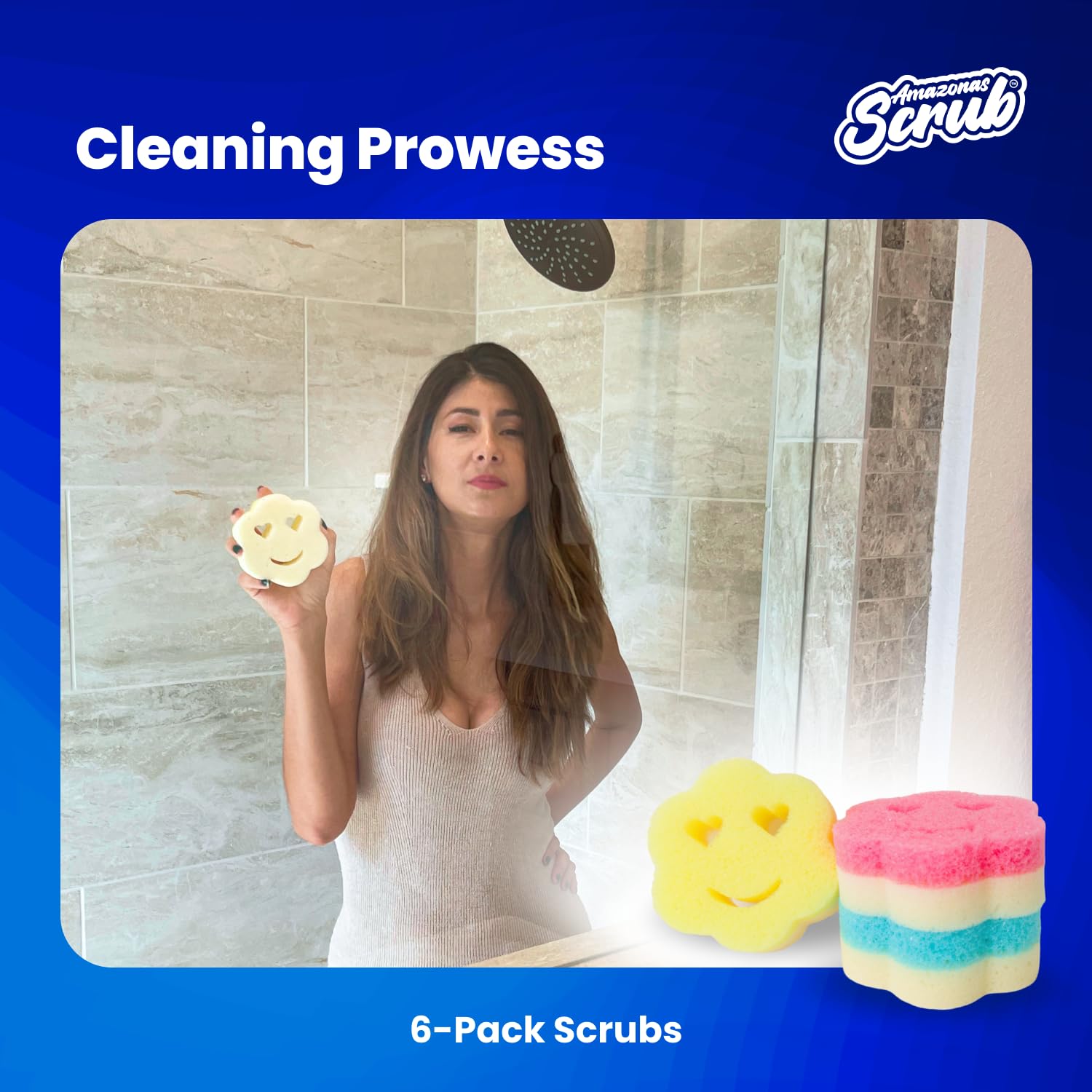 6 Double Side, Amazonas Scrub, Your New Cleaning Essential! This 6-Pack of Double-Sided Scrubber and Sponge is Designed to Simplify Your Cleaning