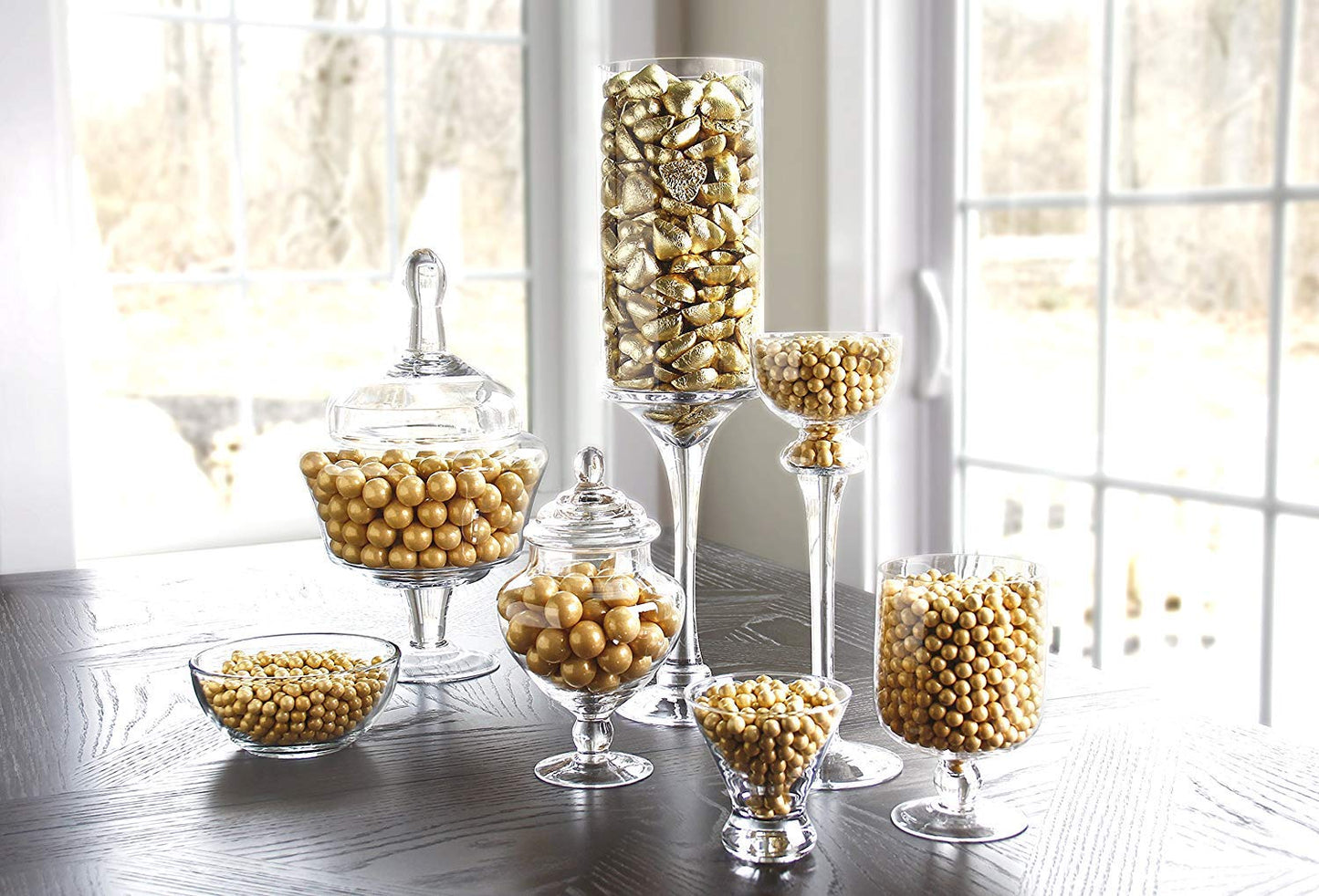 Color It Candy Shimmer Gold 1 inch Gumballs 14 Ounce Stand Up Bag - Perfect For Table Centerpieces, Weddings, Birthdays, Candy Buffets, & Party