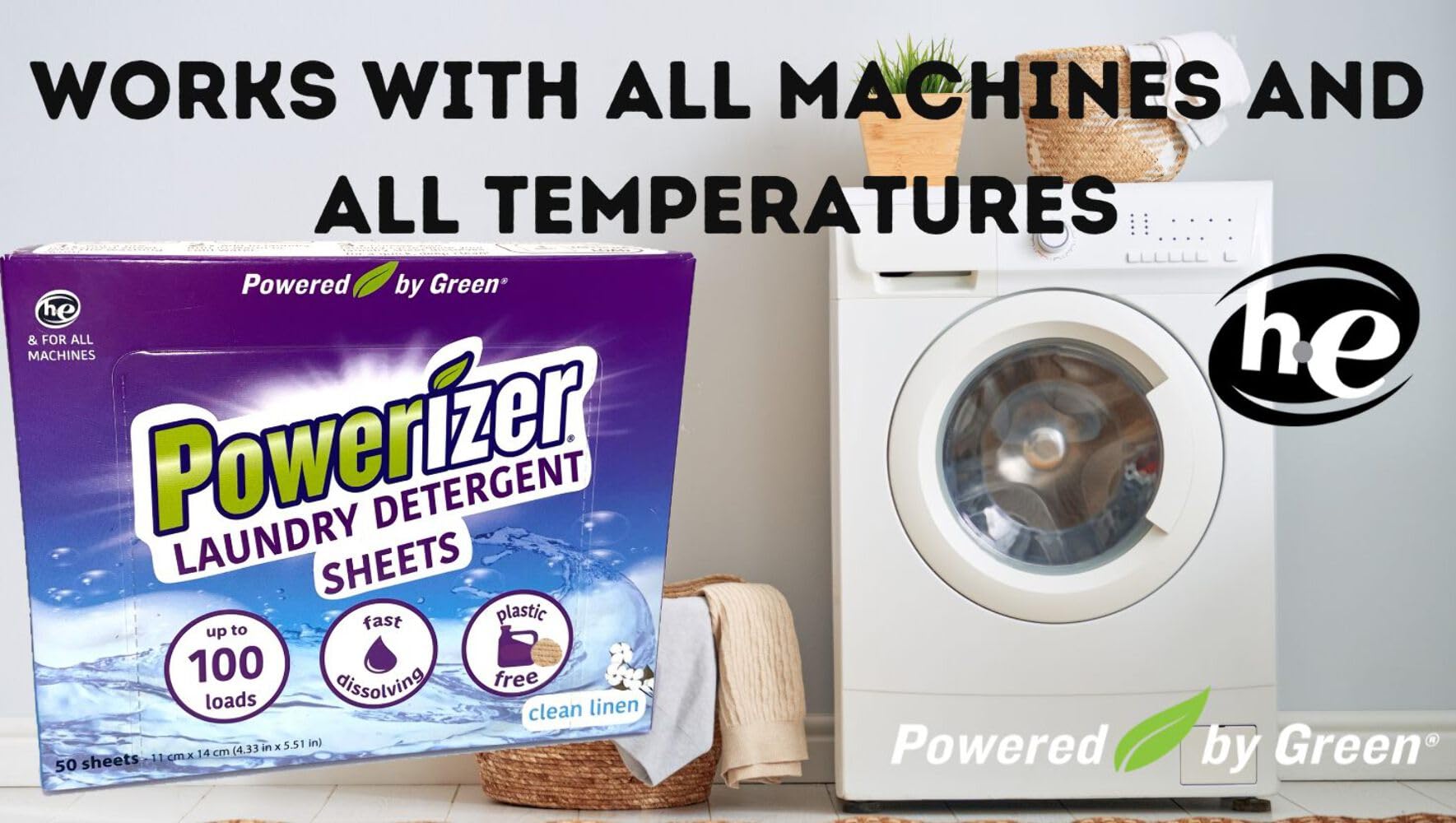 Powerizer Laundry Detergent Sheets - Up to 100 Loads |Eco-Friendly, Biodegradable, Plant-Based, Concentrated, No Plastic Jugs