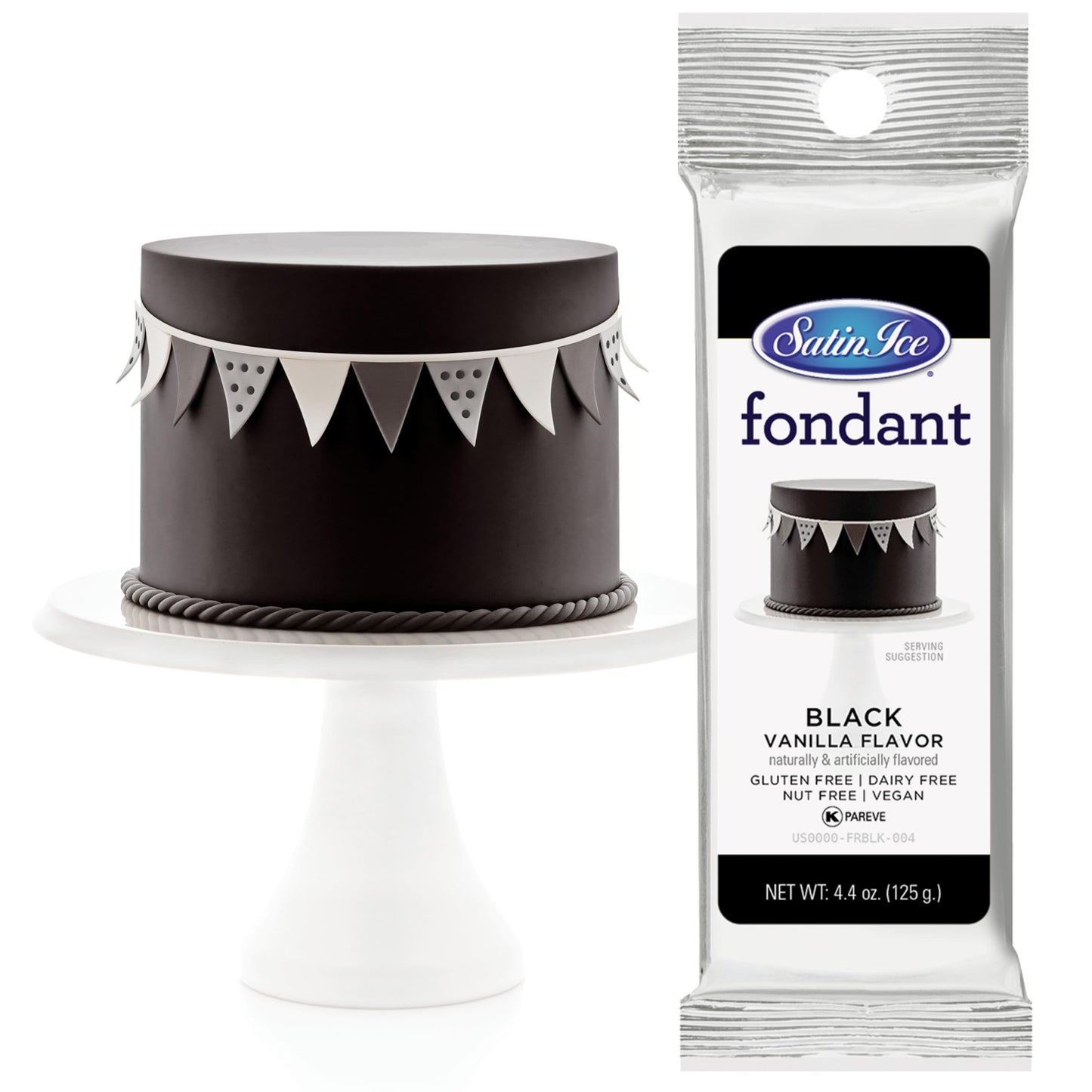 Satin Ice Fondant for Cake Decorating, Black (4.4 Ounce)