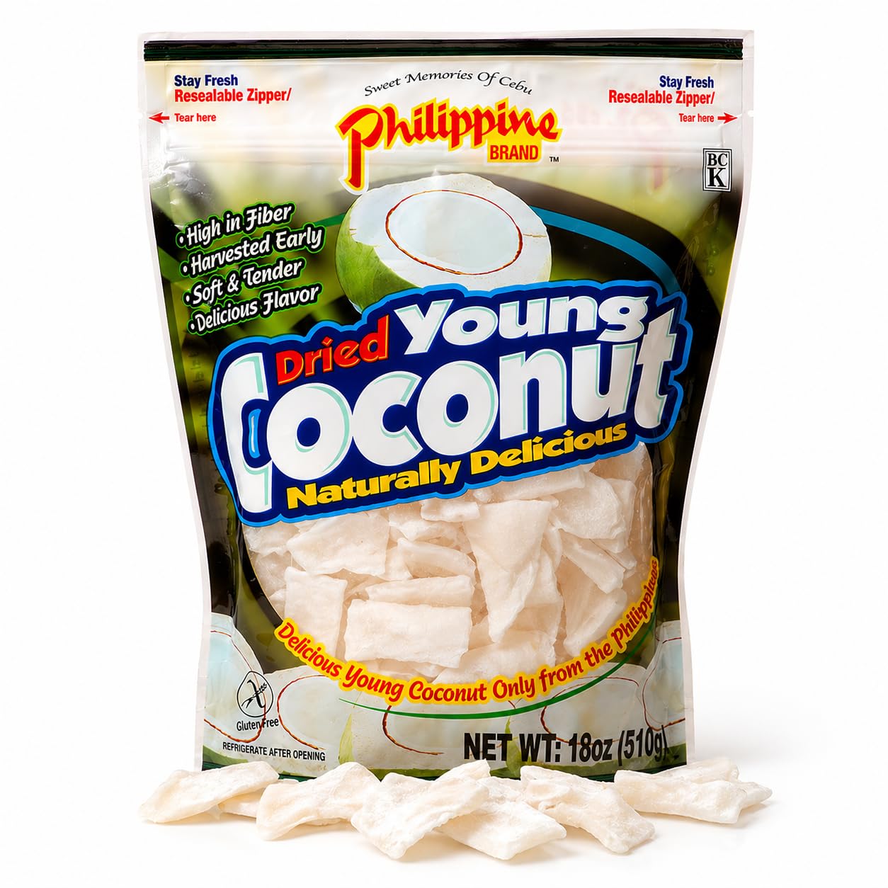 Philippine Brand Dried Young Coconut Snacks, 18 Ounce