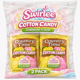 Swirlee Country Time Lemonade Cotton Candy - Sweet & Tangy Sugar Floss Candy, Soft Fluffy Treat, 2 Pack Party Snack