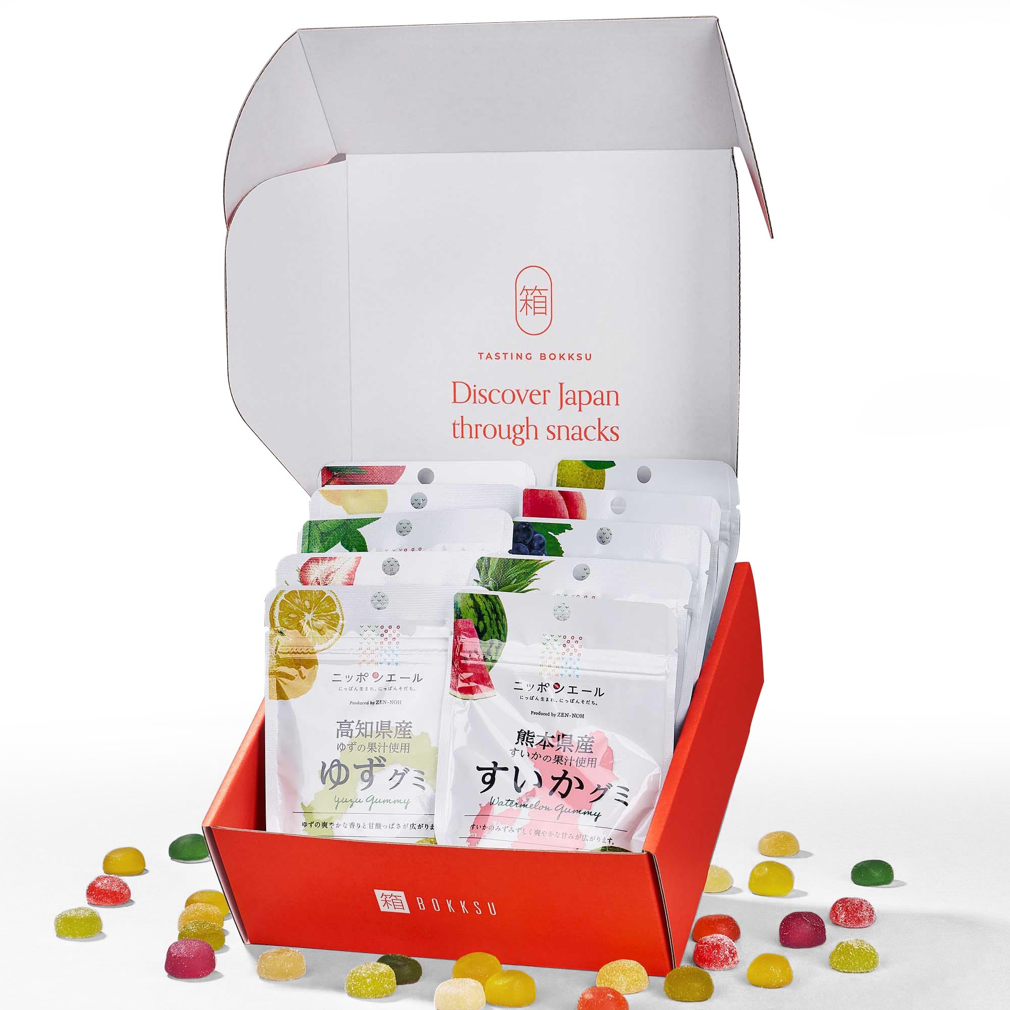 Bokksu Japanese Fruits Gummy Box - 10 Regional Flavors + 1 Mystery Japanese Gummy Candy, Authentic Japan Snacks with Real Fruit Flavors, Soft