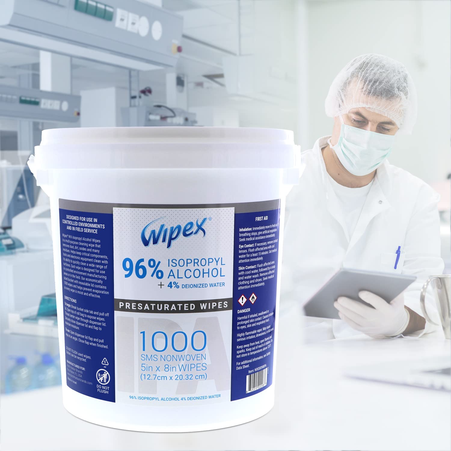 Wipex Alcohol Wipes - 96% Isopropyl Alcohol, 4000 Bulk Pack - Electronic Tech Wipes for Cleanrooms, Labs, Sensitive Equipment & Production, SMS Cloth