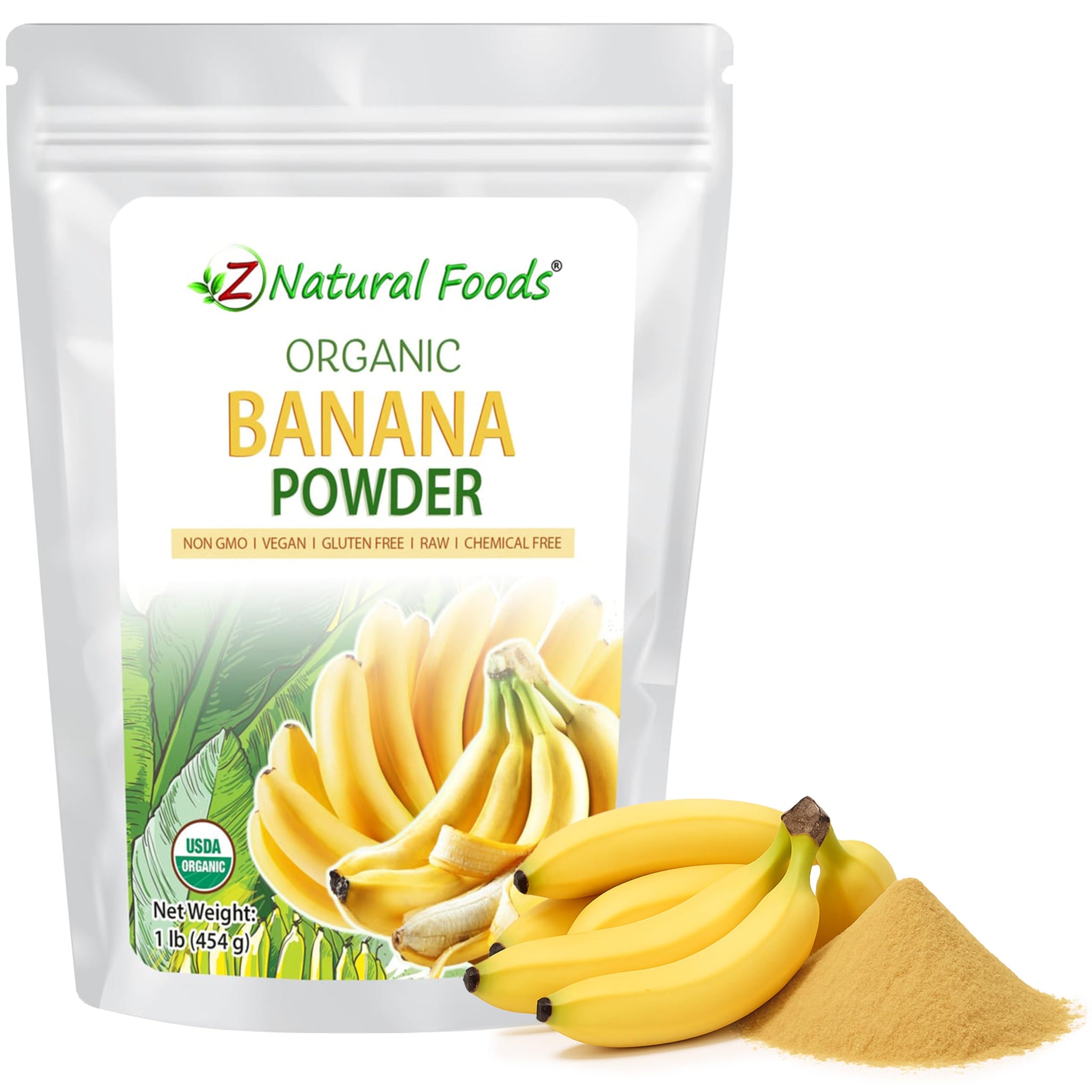 Z Natural Foods Organic Banana Powder, Fiber Supplement for Glowing Skin and Enhanced Immunity, Great in Juice, Smoothies, and Recipes, Non-GMO