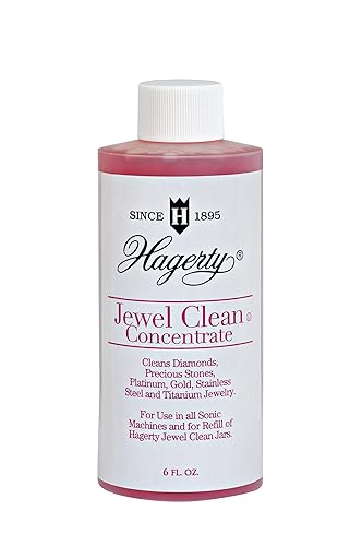 Hagerty Jewel Clean Concentrate - Ultrasonic Jewelry Cleaner Liquid Solution, Gold & Silver Cleaner, Made for All Ultrasonic Machines - 6 Fl Oz Bottle