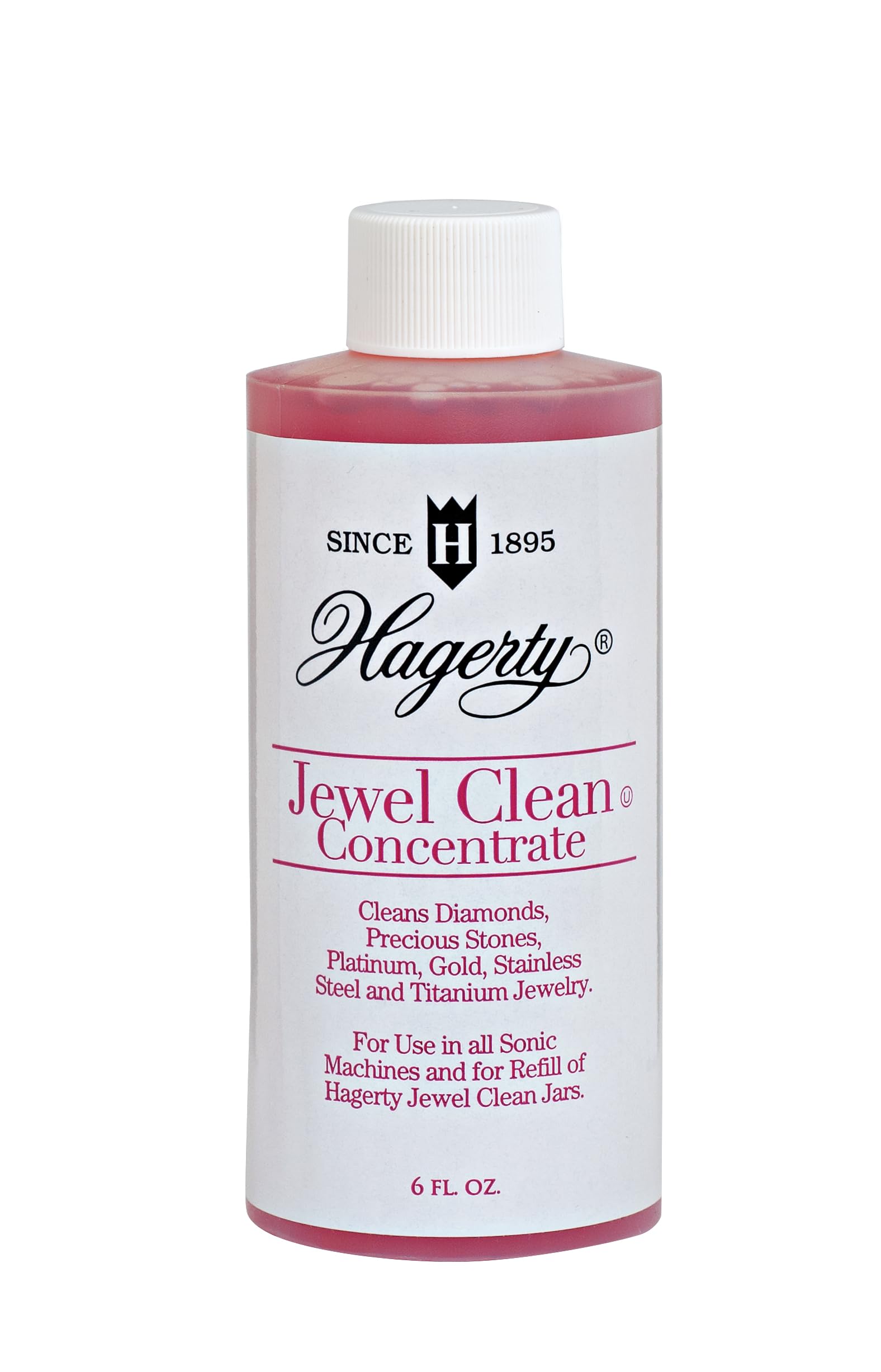 Hagerty Jewel Clean Concentrate - Ultrasonic Jewelry Cleaner Liquid Solution, Gold & Silver Cleaner, Made for All Ultrasonic Machines - 6 Fl Oz Bottle