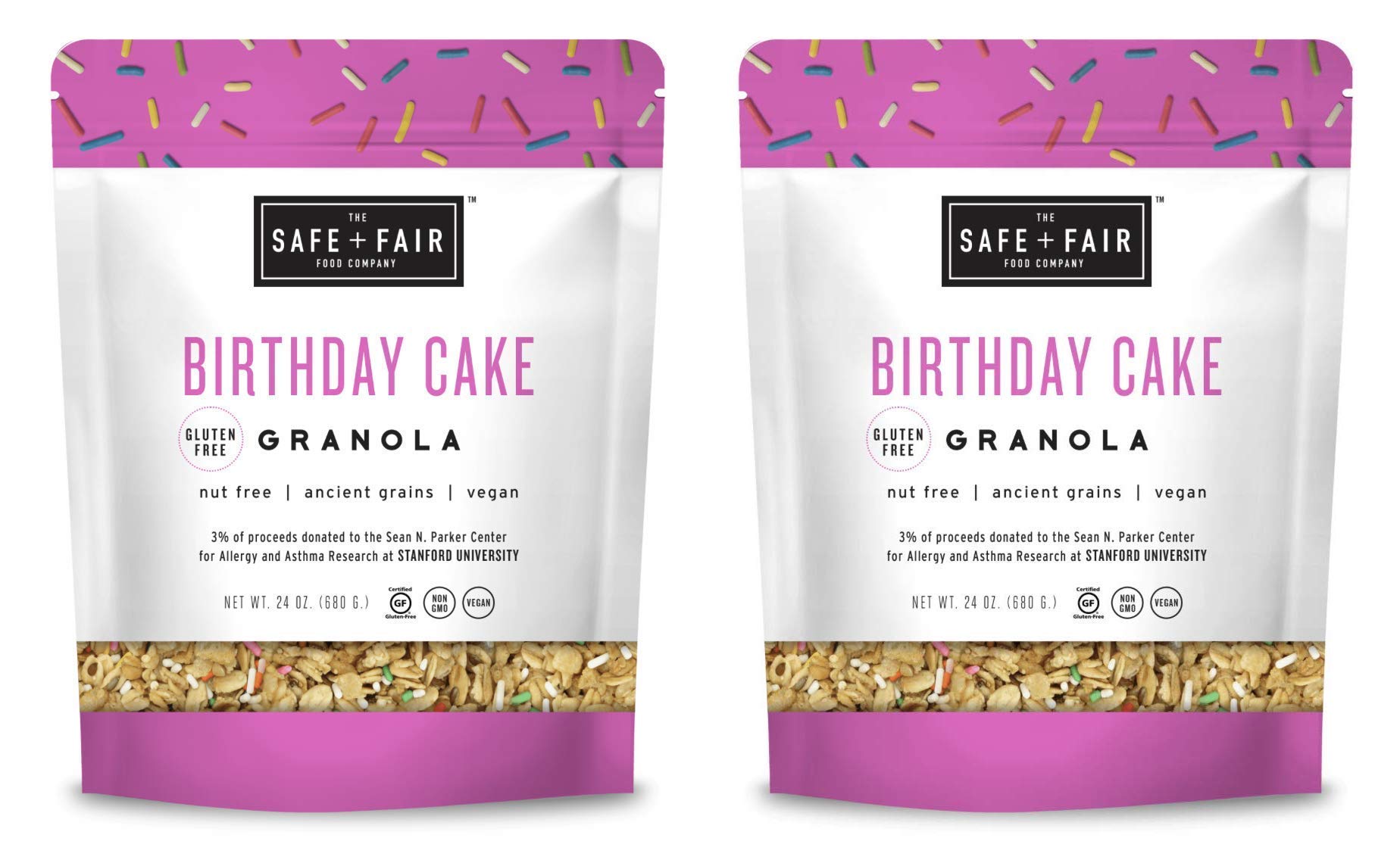 Safe and Fair Birthday Cake Granola, 24 Ounce (Two Pack)