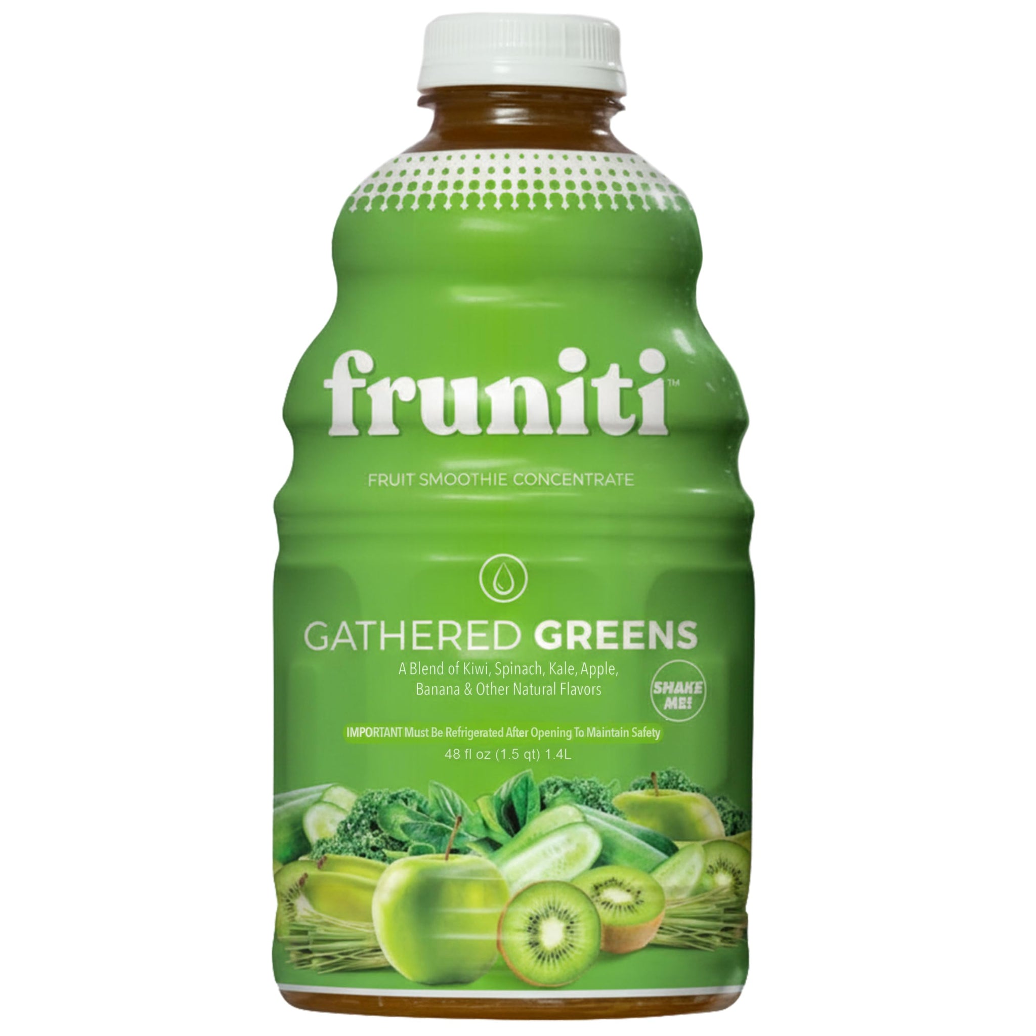 Fruniti Super Greens Smoothie Mix - Cleanse + Detox - No Sugar Added - Fruit + Veggie Puree - Spirulina, Spinach, Kale, Cucumber, Lemongrass, Apple