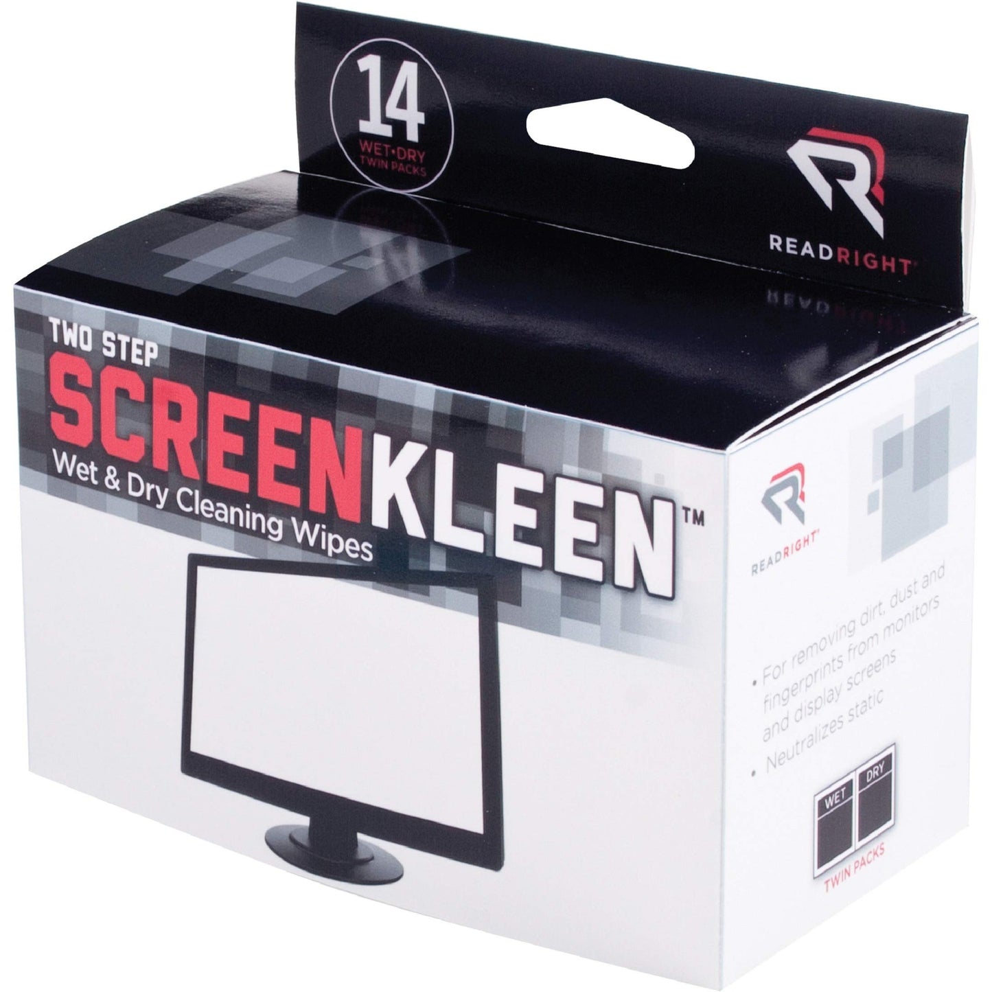 REARR1205 - Read Right Kleen amp;amp; Dry Screen Cleaner Wet Wipes
