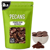 Oh! Nuts Pecans Halves & Wholes - Raw - 100% Natural - 2 lb - Raw Georgia Pecans - Packed in New York Zip-Seal Bag for Exceptional Freshness
