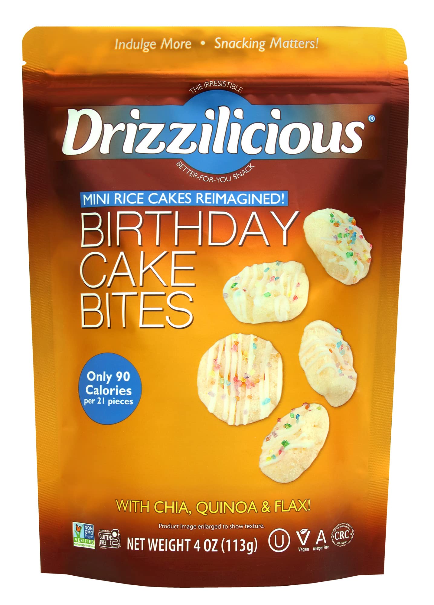 Drizzilicious Birthday Cake Bites Mini Rice Cakes, 4 OZ
