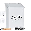 Livale Magnetic Lint Bin for Laundry Room White Metal Lint Box Storage for Farmhouse Laundry Decor