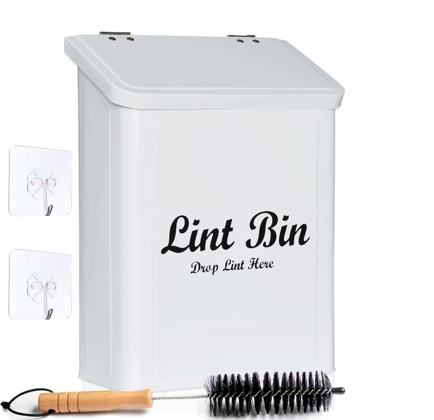 Livale Magnetic Lint Bin for Laundry Room White Metal Lint Box Storage for Farmhouse Laundry Decor