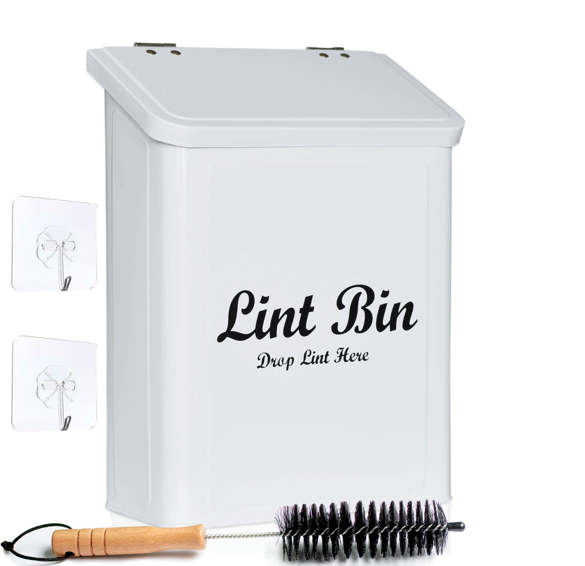 Livale Magnetic Lint Bin for Laundry Room White Metal Lint Box Storage for Farmhouse Laundry Decor