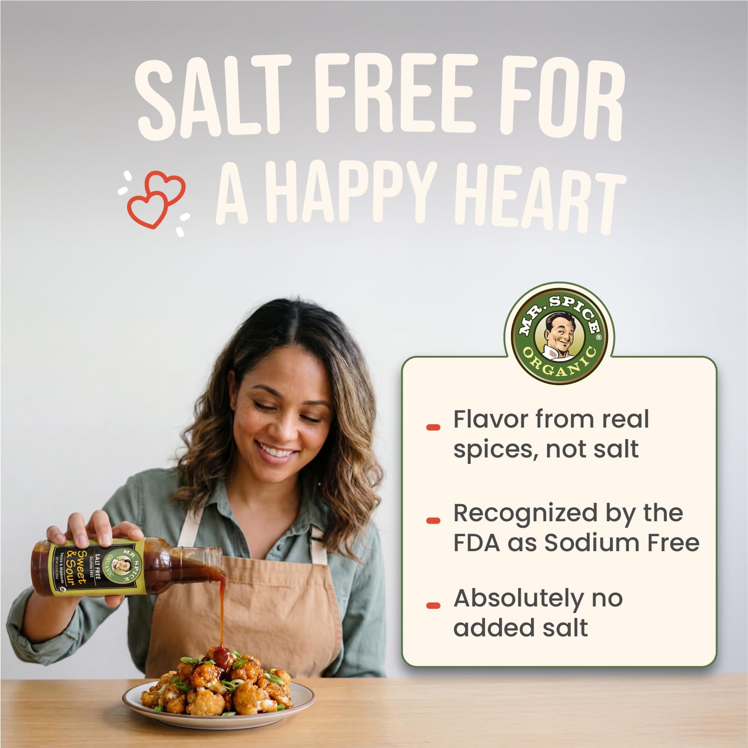 Mr. Spice Organic Sweet and Sour Sauce, Salt Free Sweet & Sour Dipping Sauce (5 mg/serving), Gluten Free, Low Sodium Sauces for Marinade and Wok, No