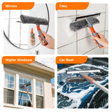 LOMIDA 2-in-1 Window Squeegee Cleaner with 62" Window Cleaning Tool Kit with Extension Pole, Bendable Head for Extra Force, Window Washing Equipment