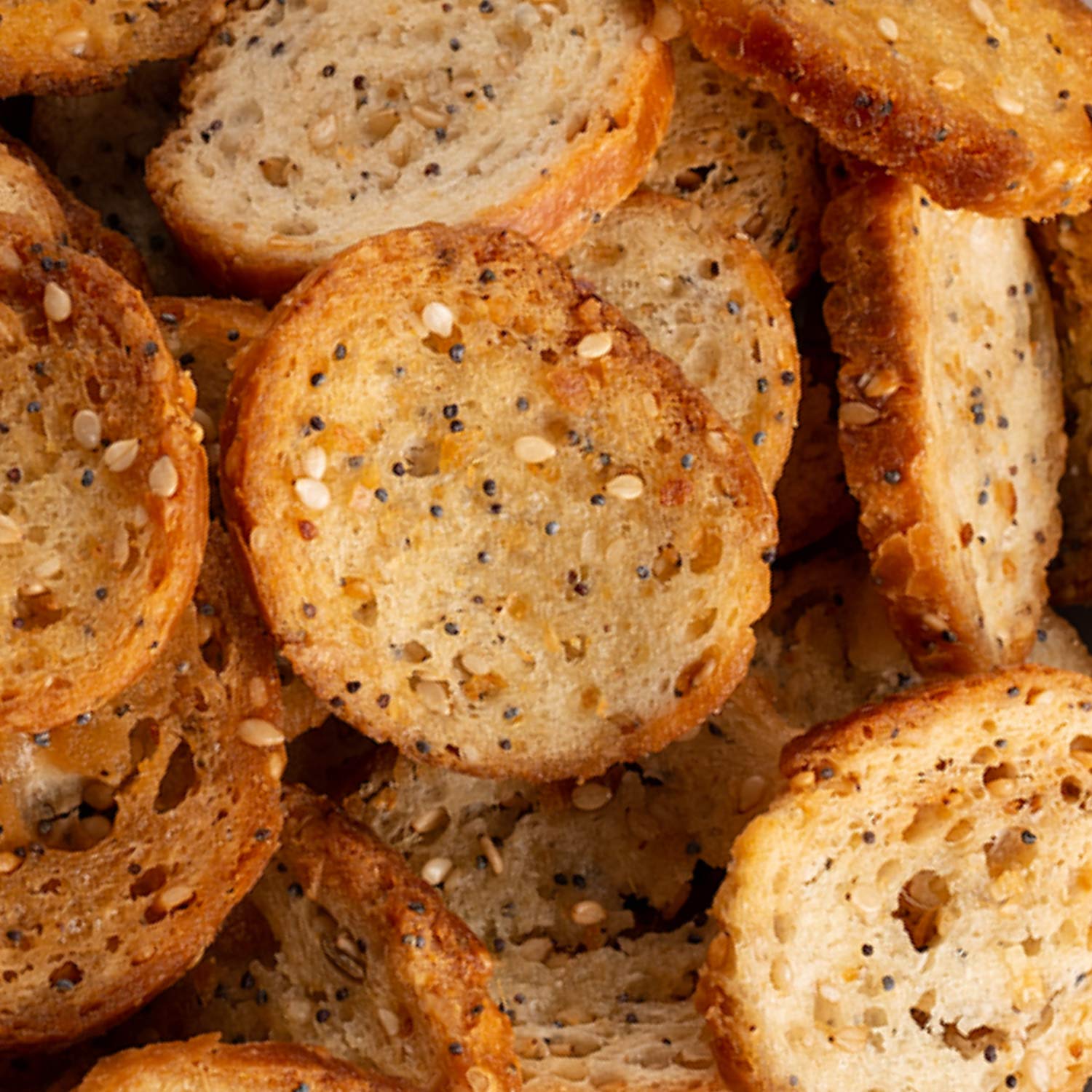 Everything Bagel Chips NY Style Bagel Crisps. Organic, Vegan, Kosher. From the artisans of Schwartz Brothers Bakery. Baked Fresh. Twice Baked. 8 ounce