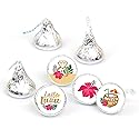 Big Dot of Happiness Last Luau - Tropical Bachelorette Party and Bridal Shower Round Candy Sticker Favors - Labels Fit Chocolate Candy (1 Sheet