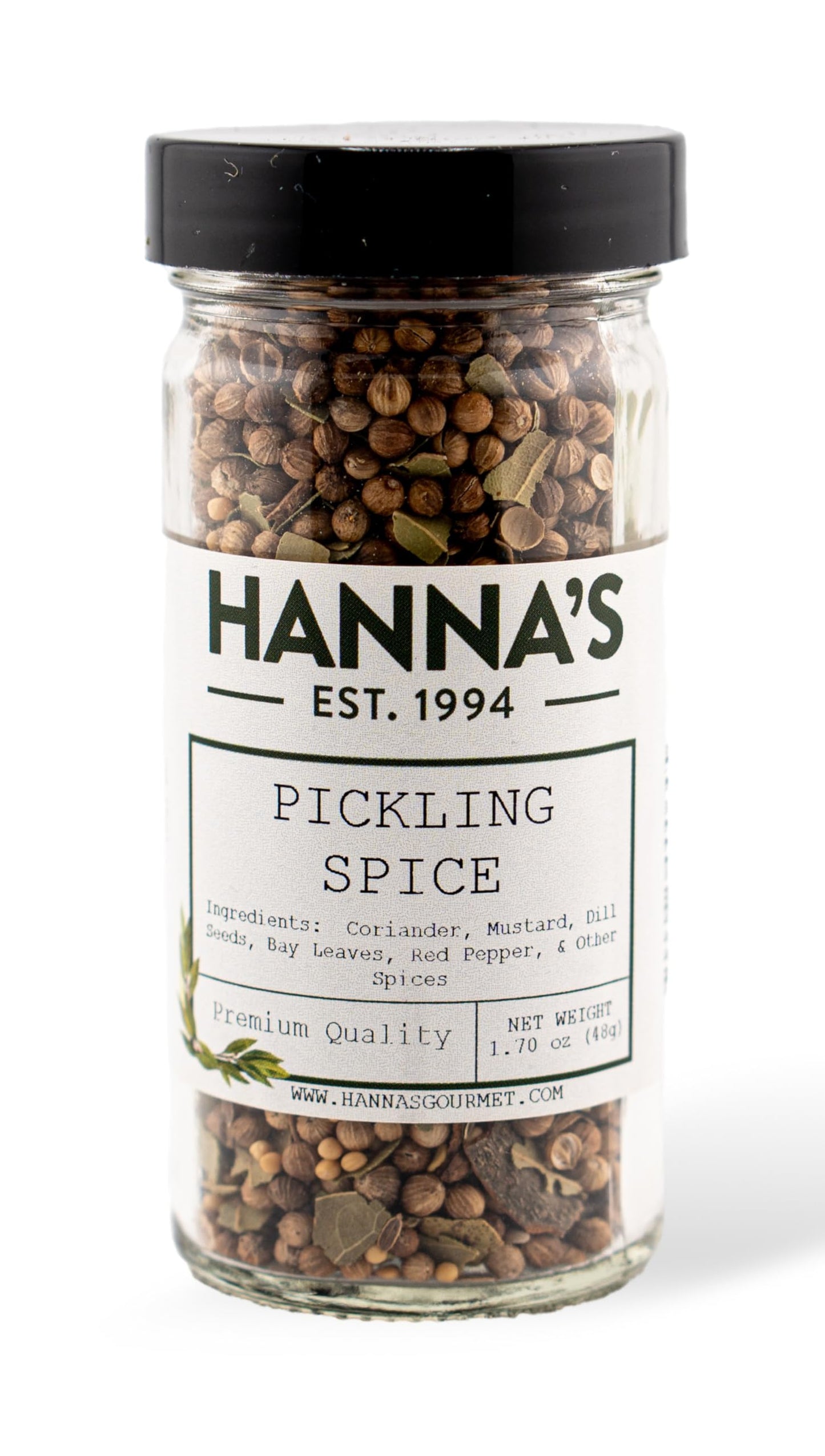 Hanna's Pickling Spice, Spice Blend, Premium Quality, 4 fl oz Glass Jar