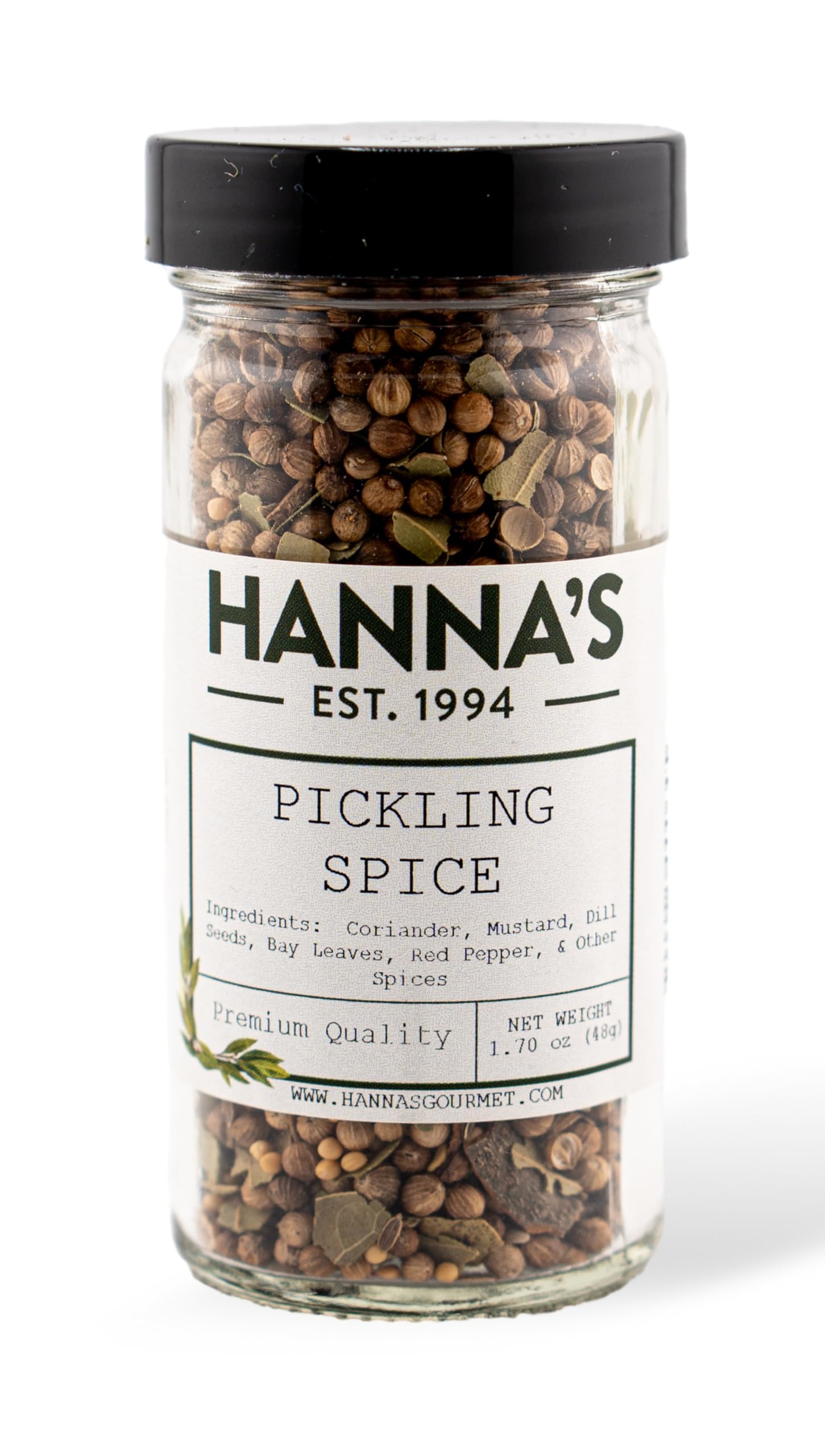 Hanna's Pickling Spice, Spice Blend, Premium Quality, 4 fl oz Glass Jar