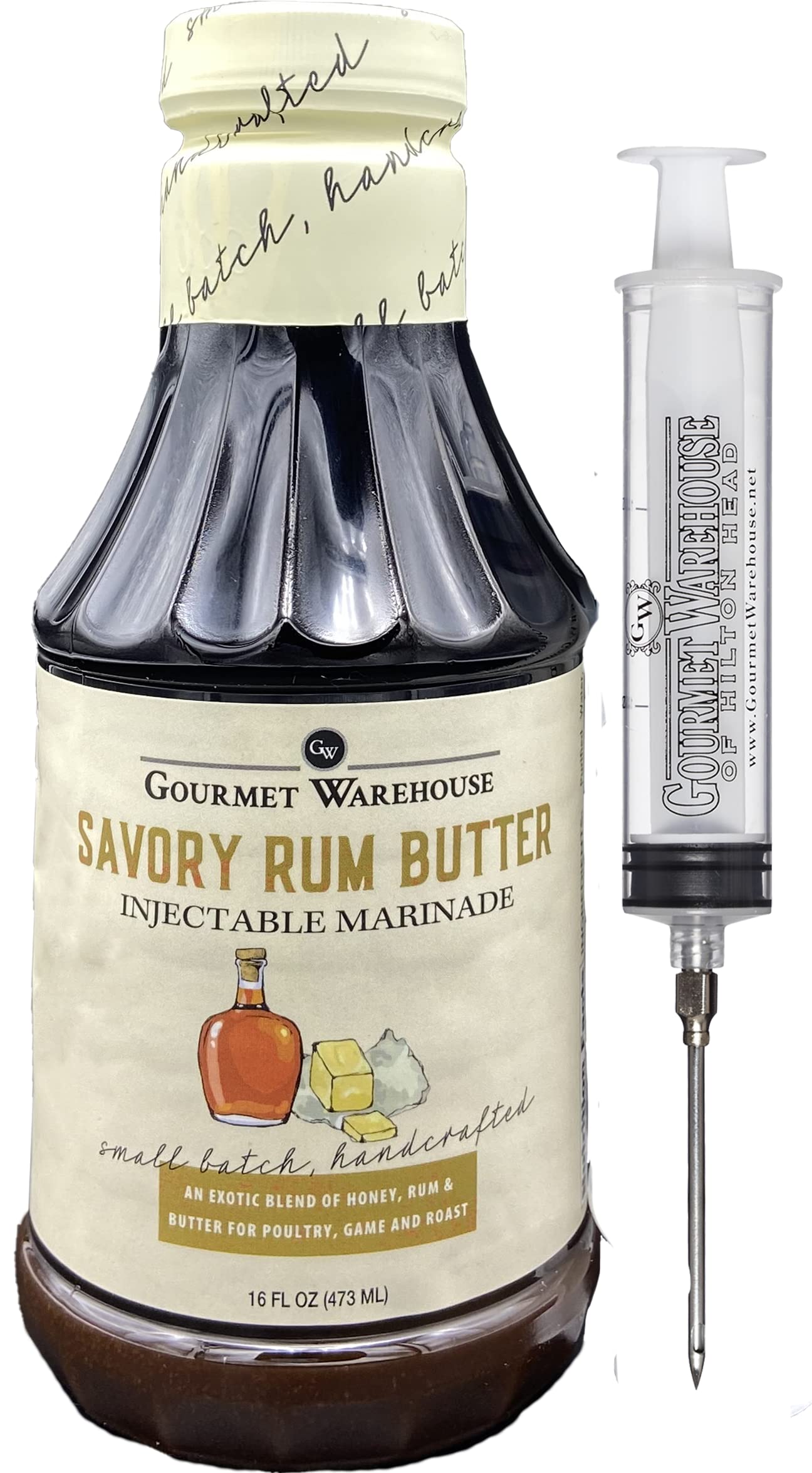Gourmet Warehouse Savory Rum Butter Injectable Marinade with Syringe Included 16 Ounces - (Pack of 1)