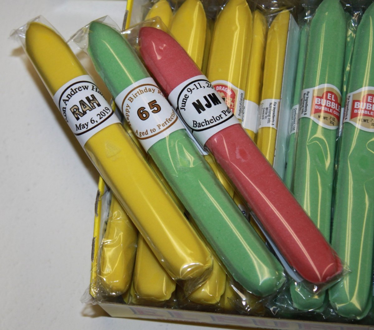 Personalized Bubble Gum Cigar Box of 36 Cigars with Personalized Bands