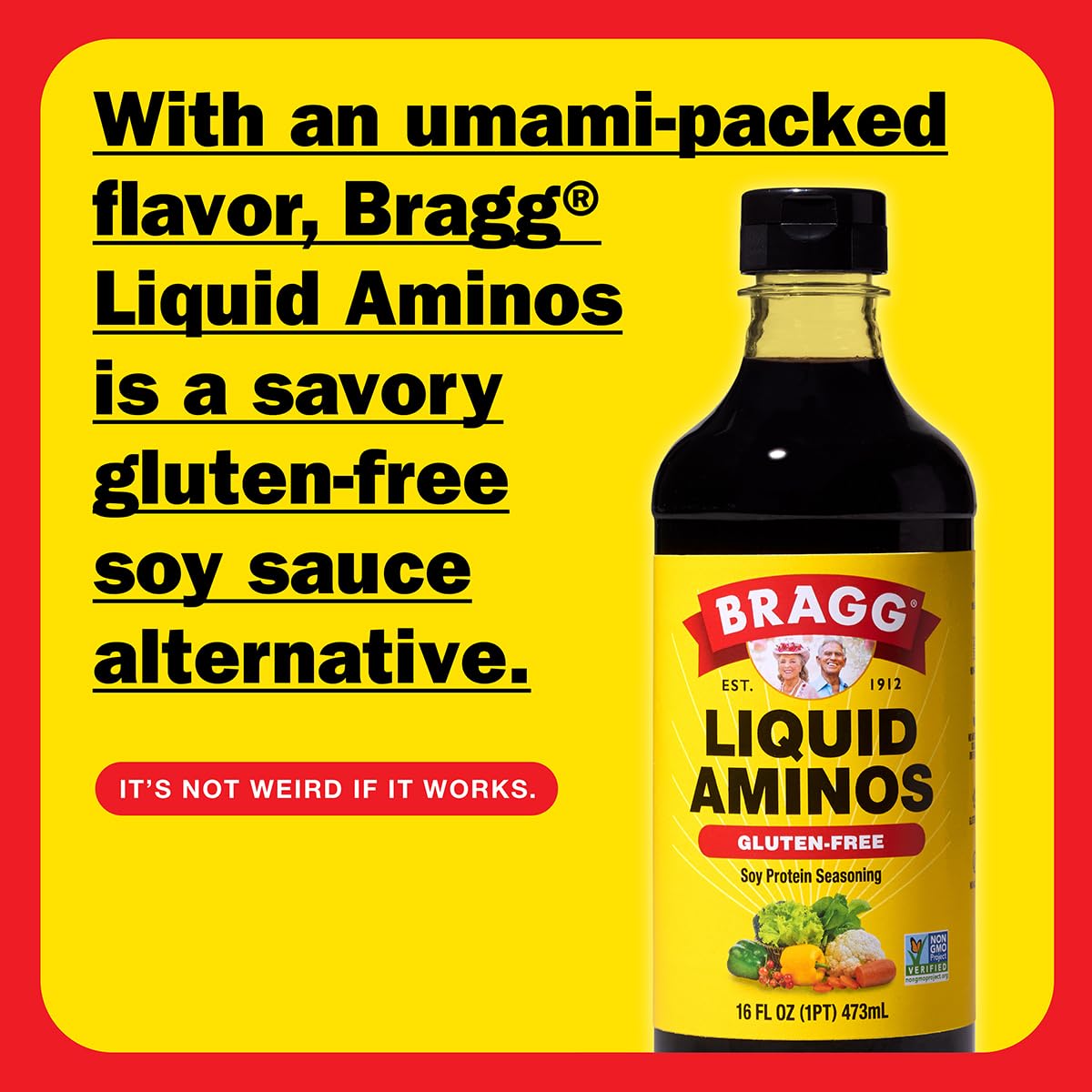 Bragg Liquid Aminos All-Purpose Seasoning - 16 fl oz - Gluten-Free Soy Sauce Alternative - Perfect for Stir-Fries and Cooking at Home