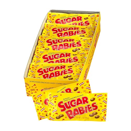 Sugar Babies Milk Caramel Candy - Individually Wrapped Long Lasting Caramels with Pop-Up Display Box - Peanut Free, Gluten Free - 1.7 oz. (Pack of 24)