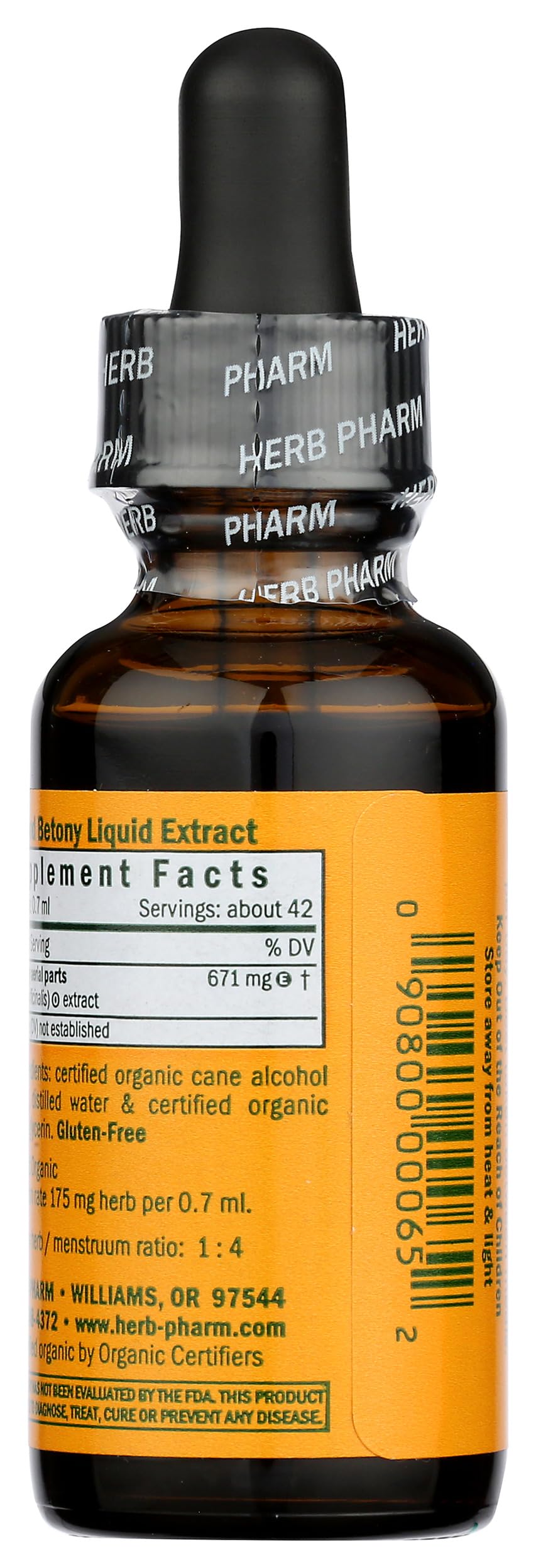 Herb Pharm Certified Organic Wood Betony Liquid Extract - 1 Ounce