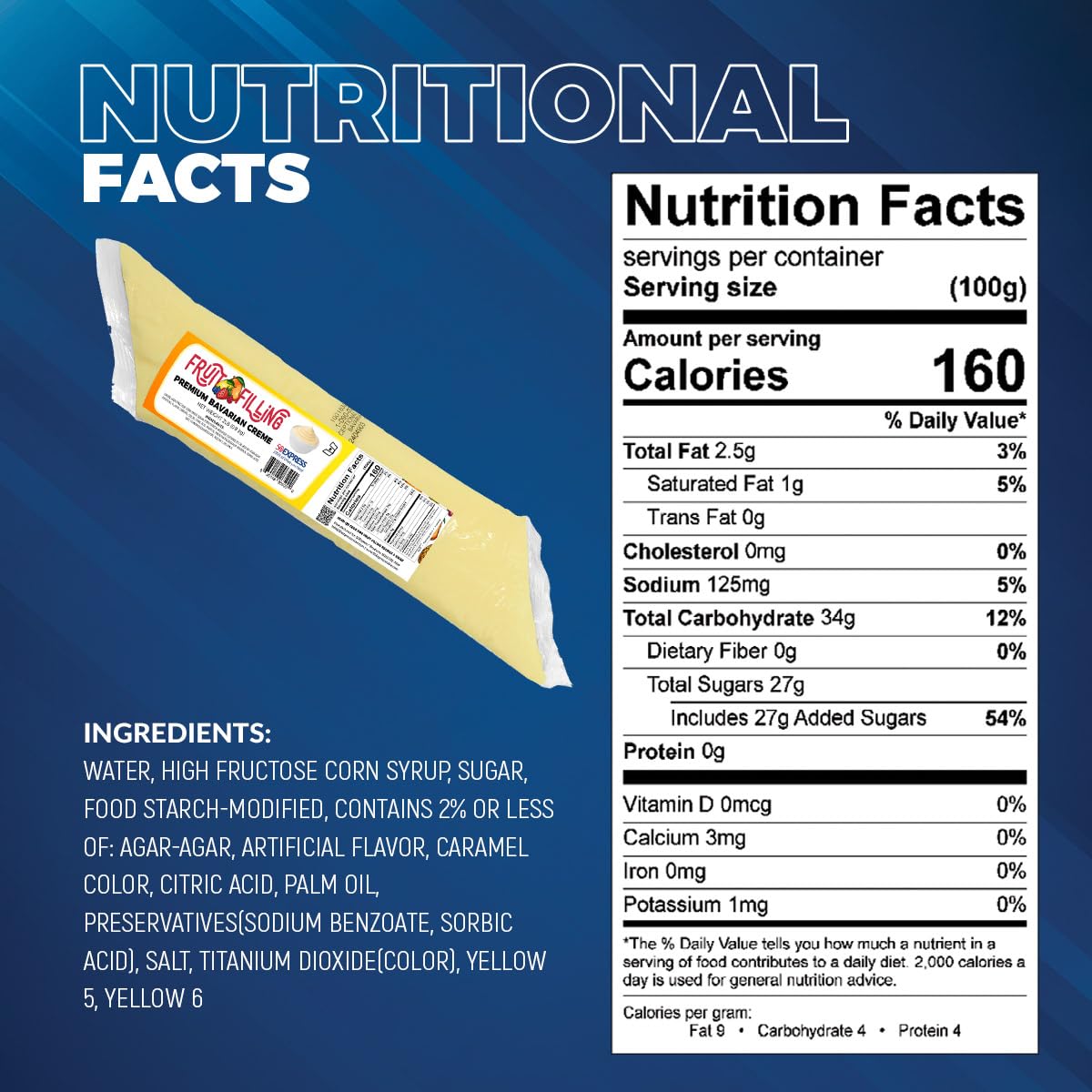 50Express® Single Fruit Filling Sleeve (2lb Sleeve) (Premium Bavarian Creme)