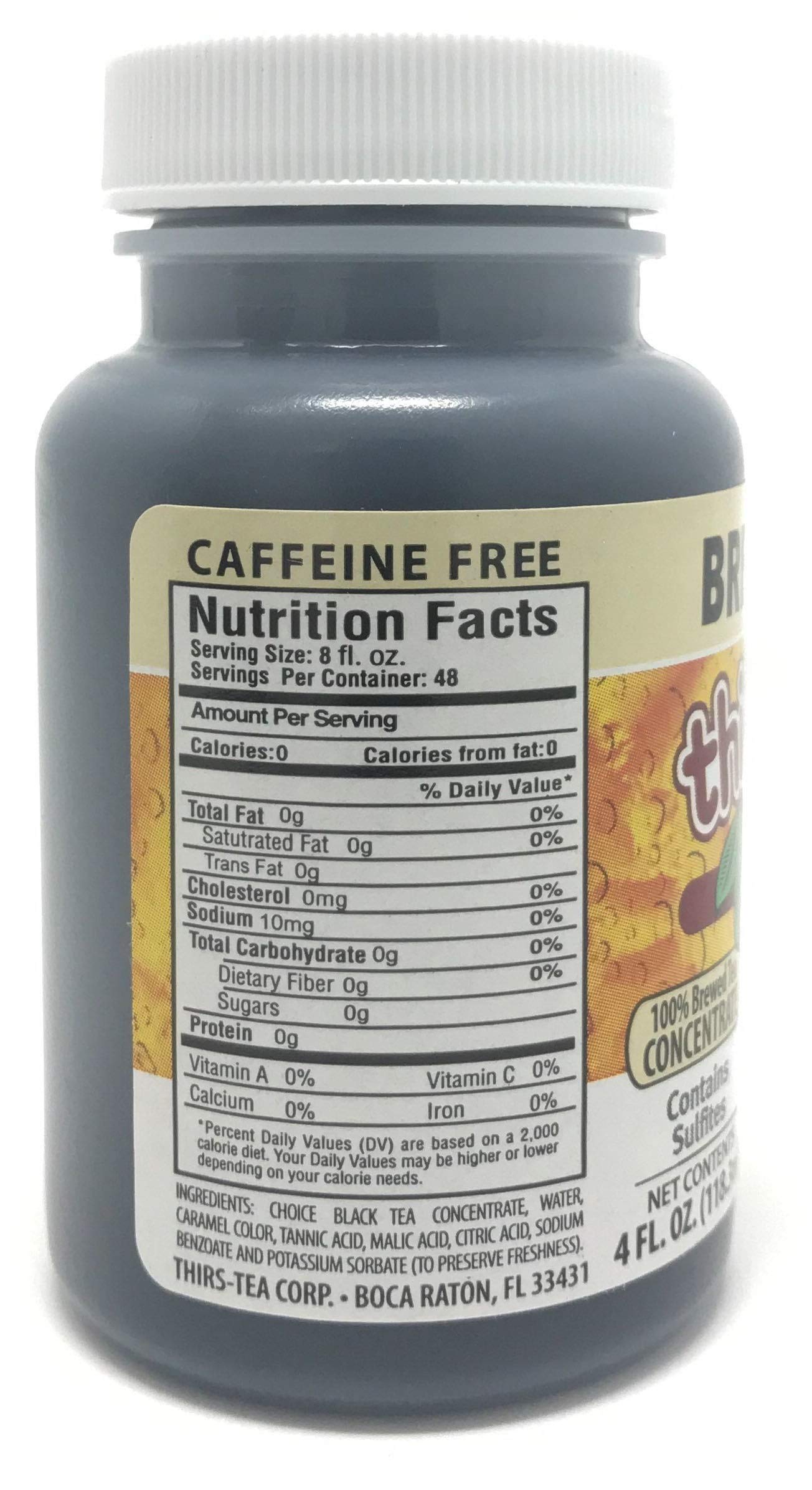 Thirs-Tea Brewed Tea | 4oz Bottle | Unsweetened | 3gal Yield | Caffeine Free