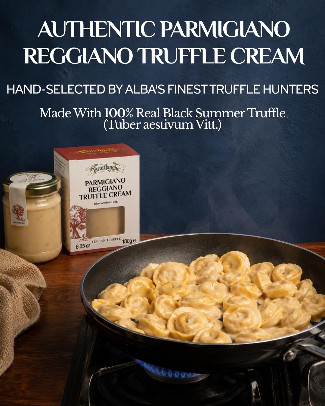 TartufLanghe Parmigiano Reggiano Black Truffle Cream Sauce - Authentic Italian Truffle Sauce for Pasta with Cheese, Gourmet Cooking Cream, Gluten Free