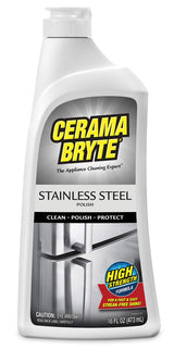Cerama Bryte Stainless Steel Cleaner for Appliances, Streak-Free Shine and Protection for Refrigerators, Dishwashers, Ovens, and Grills, 16 Fluid