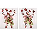 2 Mary Lake Thompson Reusable Kitchen Sponge Cloths, Candy Canes with Ribbon