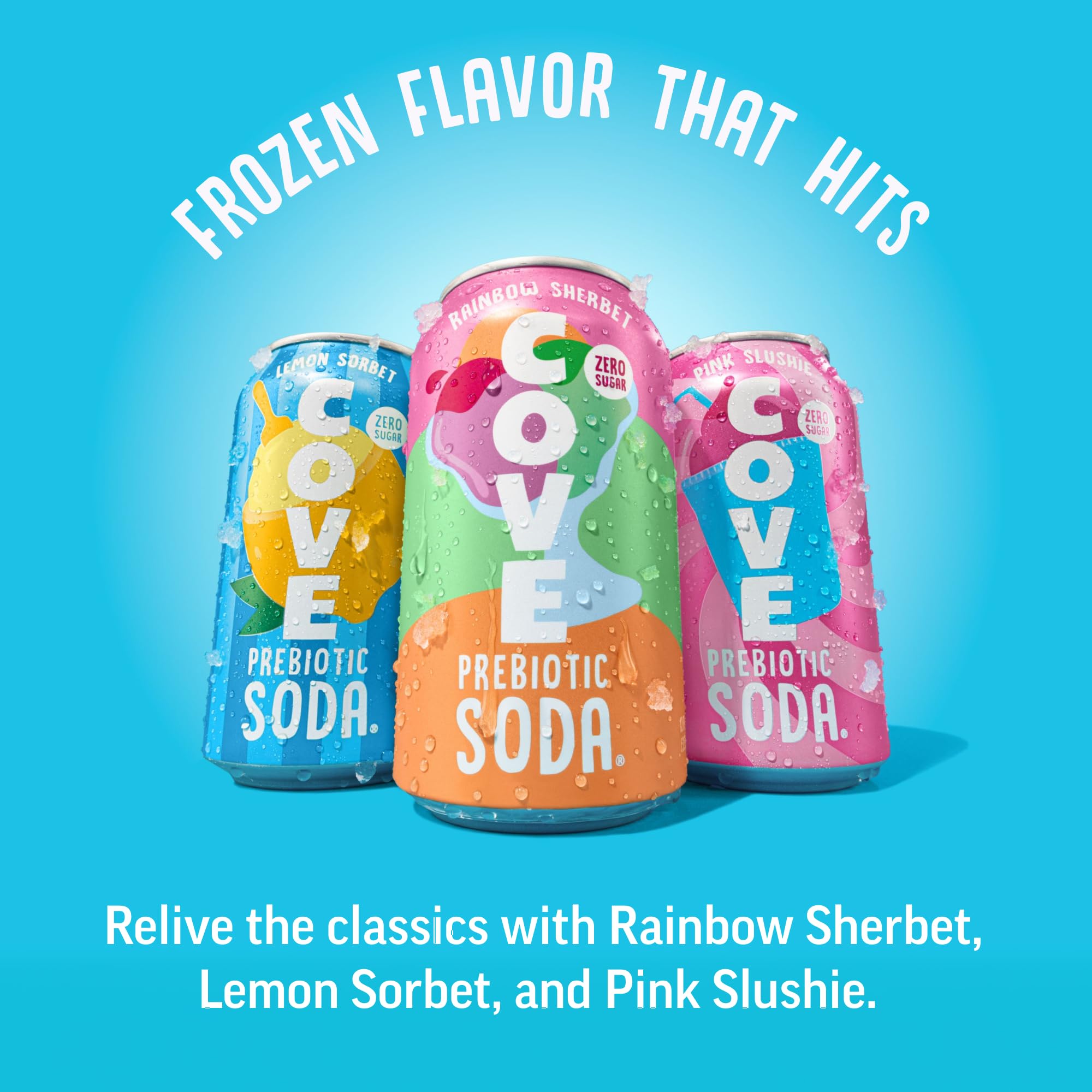 Cove Prebiotic Soda Soft Drinks with Zero Sugar - Refreshing Healthy Soda Alternative with 4g of Fiber for Digestive Support - Natural, Caffeine Free