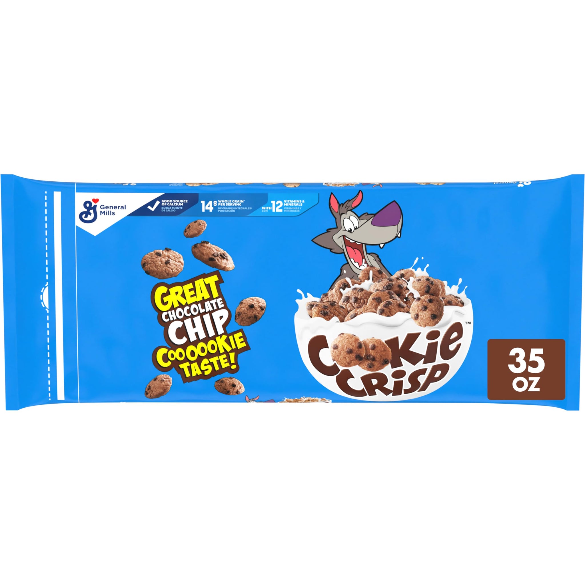 Cookie Crisp Cereal, Chocolate Chip Cookie Taste, Made with Whole Grain, Value Bag, 35 oz