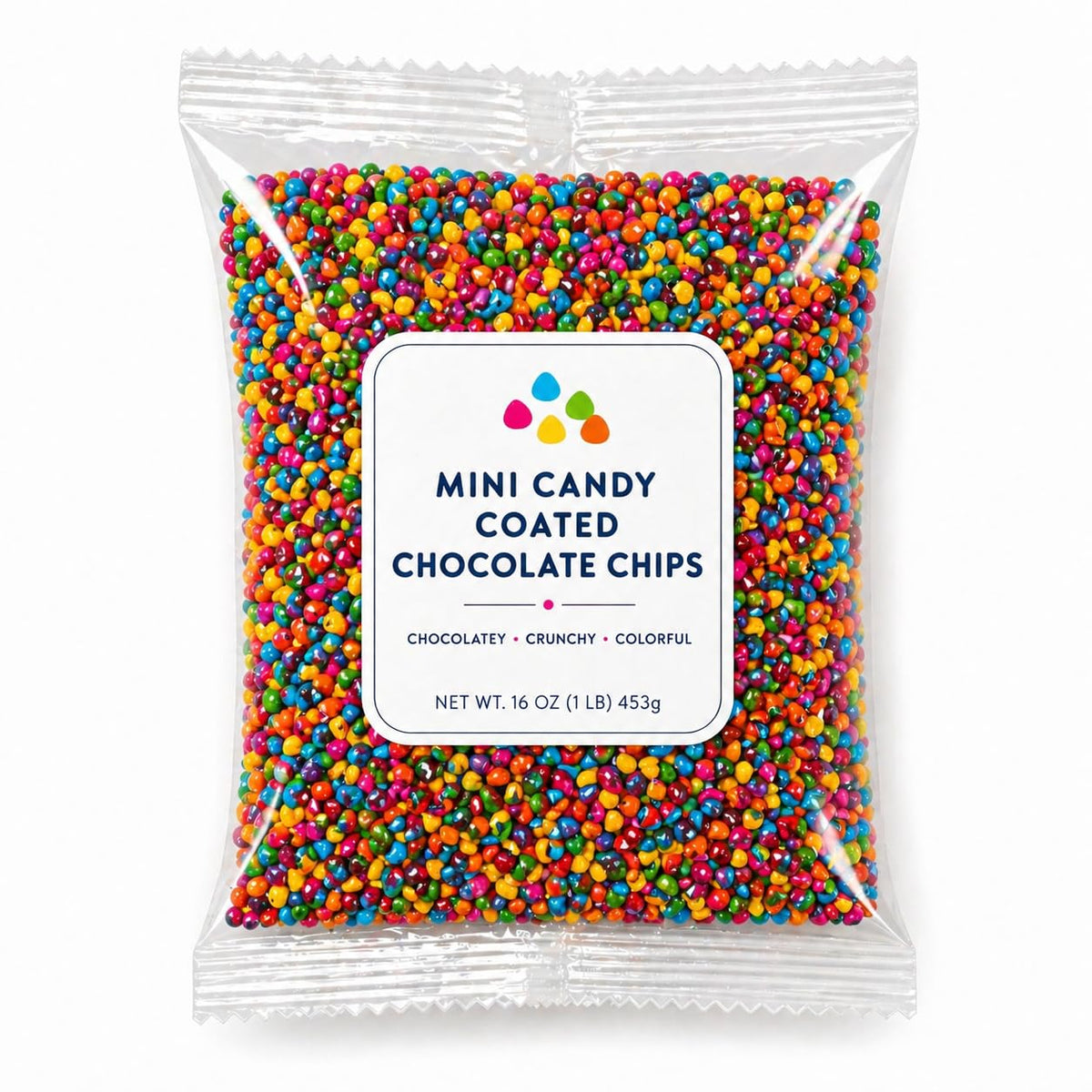 Mini Candy-Coated Chocolate Chips - Rainbow Chocolate Bits - Colorful Candy Shell Chocolate Drops - Bulk Candy for Baking, Toppings & Parties (1 lb)