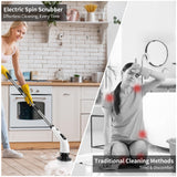 GOXAWEE Electric Spin Scrubber, Cordless Cleaning Brush with 8 Replaceable Brush Heads, Power Shower Scrubber with Long Handle for Bathroom, Tub