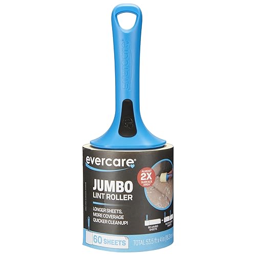 Evercare Jumbo Lint Roller, 60?Sheet Extra?Large Adhesive Roller with Blue Handle for Pet Hair & Lint
