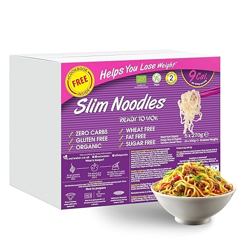 Eat Water Slim Pasta Noodles (Pack of 5, 270g Each) Zero Carbohydrate | Keto, Paleo & Vegan Friendly | Zero Sugar, Low Calorie (9 kcal/100g) Made from