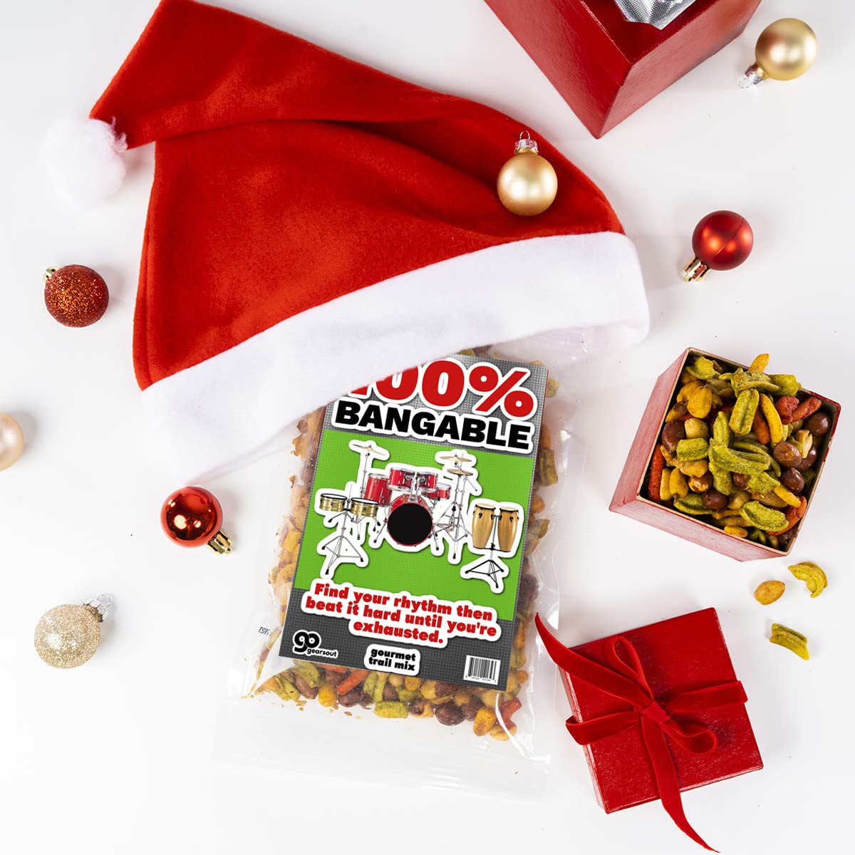 Hundred Percent Bangable Trail Mix - Gourmet Spicy Snack Blend for Men - Funny Drum Gifts for Adults Food Gift Baskets - Drummer Drumming Drum Kit