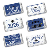 Graduation Party Decoration 2025 Graduation Label Stickers, 240 PCS Congrats Grad Mini Blue White Candy Wrapper Class Of 2025 Chocolate Bar Stickers