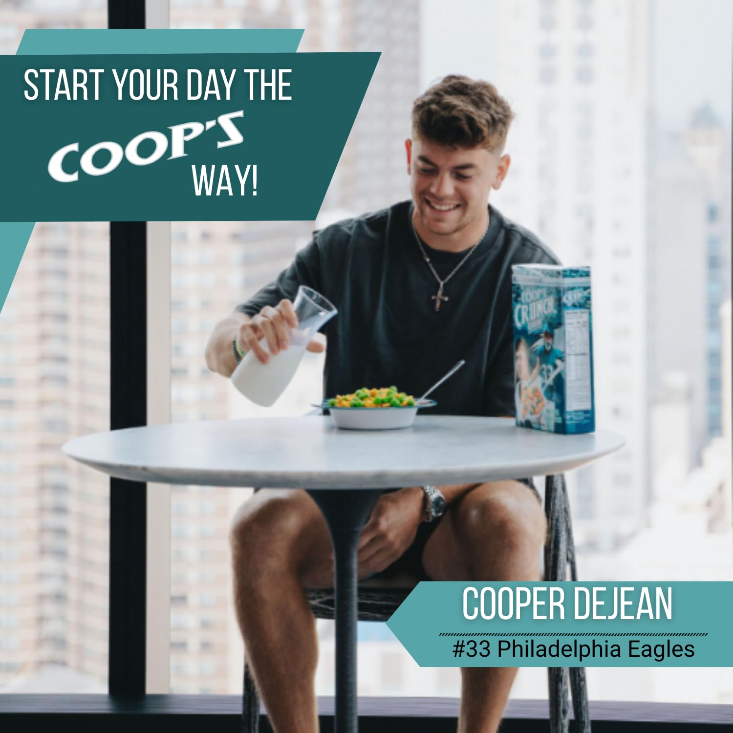 Cooper DeJean Limited Edition Cereal with Green Crunch Berries - Coop’s Crunch Charity Breakfast Cereal - Corn & Oat Puffs - Fun Gift & Collector Box