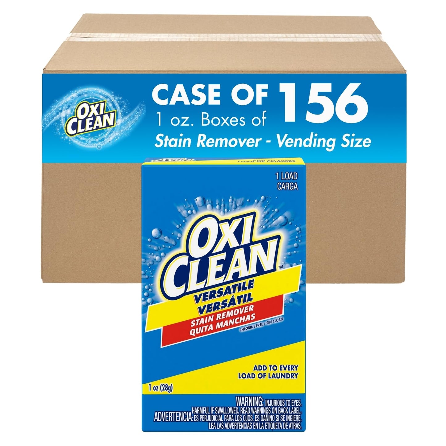 OxiClean Versatile Stain Remover Professional, Coin Vend 1 oz., Single Load, (Pack of 156)
