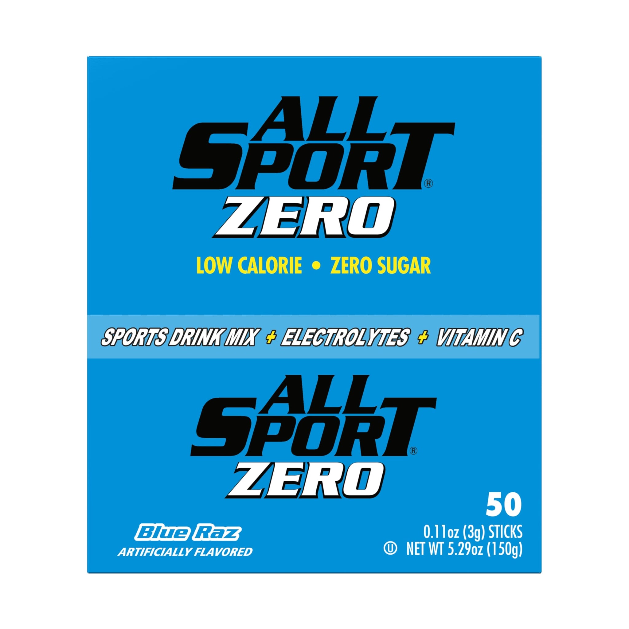 All Sport Powder Hydration Sticks, Zero Calorie, Performance Electrolyte Drink Mix, Sugar Free, BLURAZ, 50 Ct box