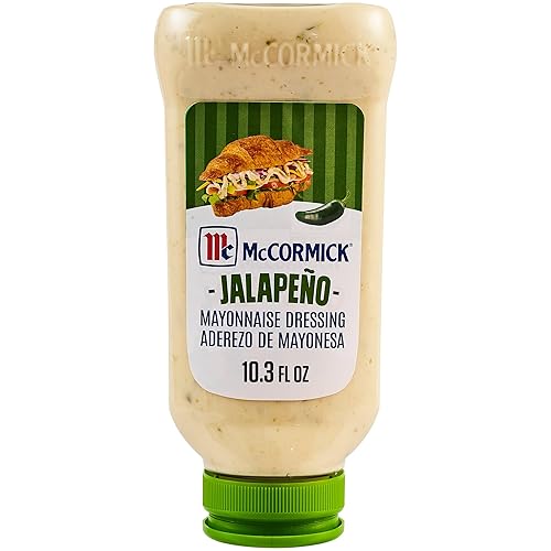 McCormick Mayonnaise Dressing, Jalapeño, A Smooth, Spicy Mayo That is a Great Addition to Sandwiches, Dips, Aioli, Cold Salads, Tacos, and More, 10.3