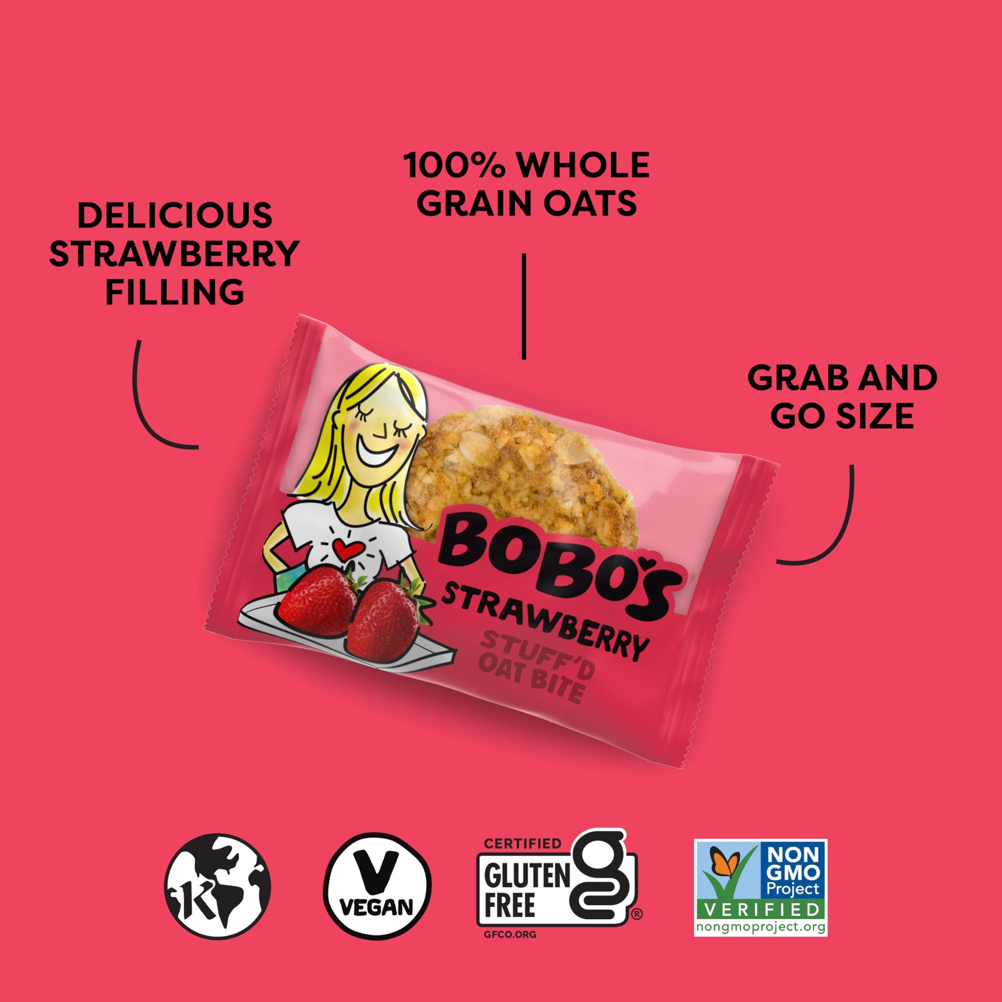 Bobo's Oat Bites Stuff'd Variety Pack (Strawberry, Original Chocolate Chip, and Apple Pie), Pack of 30 (1.3 oz Bites), Gluten Free Whole Grain Rolled